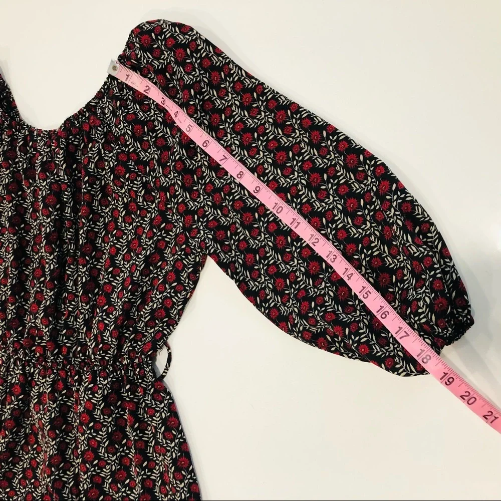 Lulus Off Shoulder Floral Midi Dress Boho Cottagecore Long Sleeve S - Picture 13 of 17